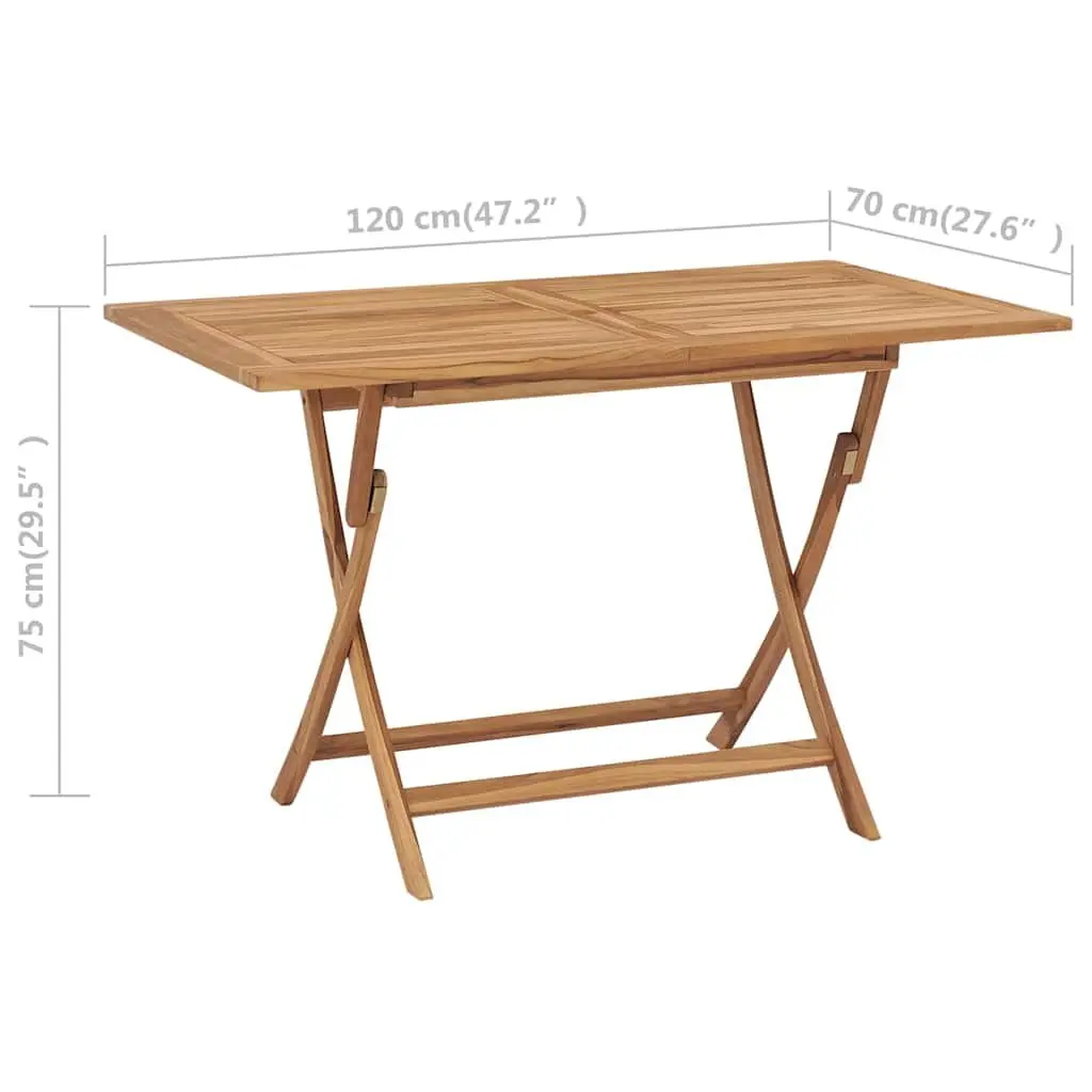 Folding Garden Dining Table 120x70x75cm Outdoor Patio Teak Wood Furniture Brown