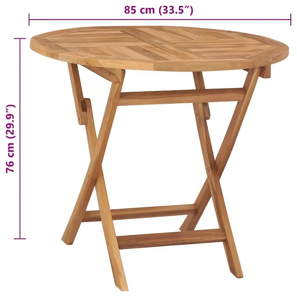Folding Garden Dining Table 85x76cm Outdoor Teak Wood Patio Furniture Brown