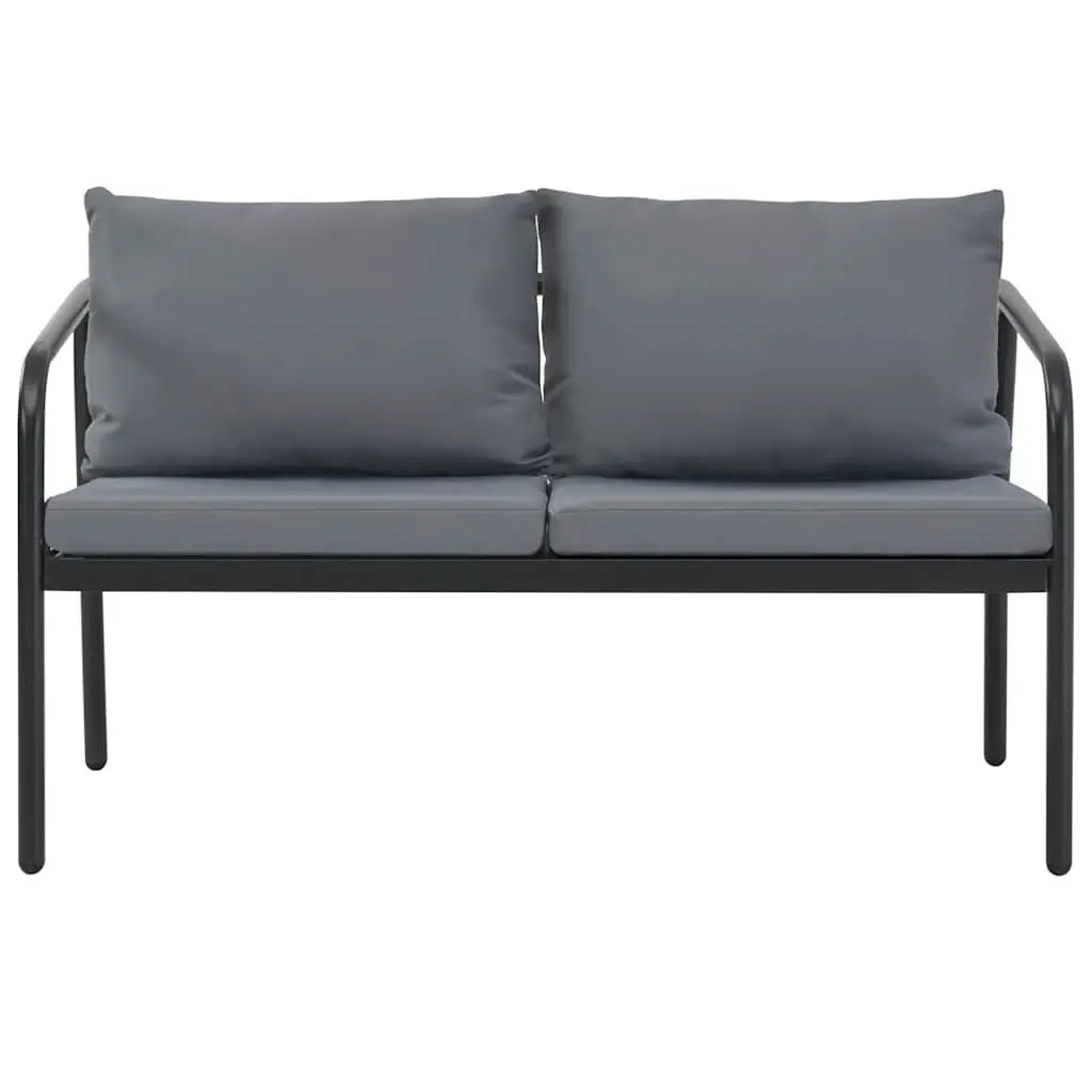 2 Seater Garden Bench Outdoor Sofa Grey Aluminium