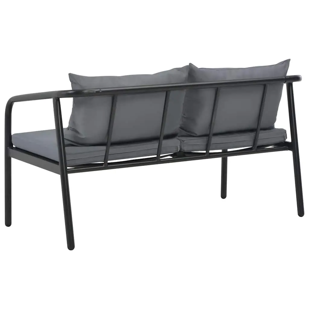 2 Seater Garden Bench Outdoor Sofa Grey Aluminium