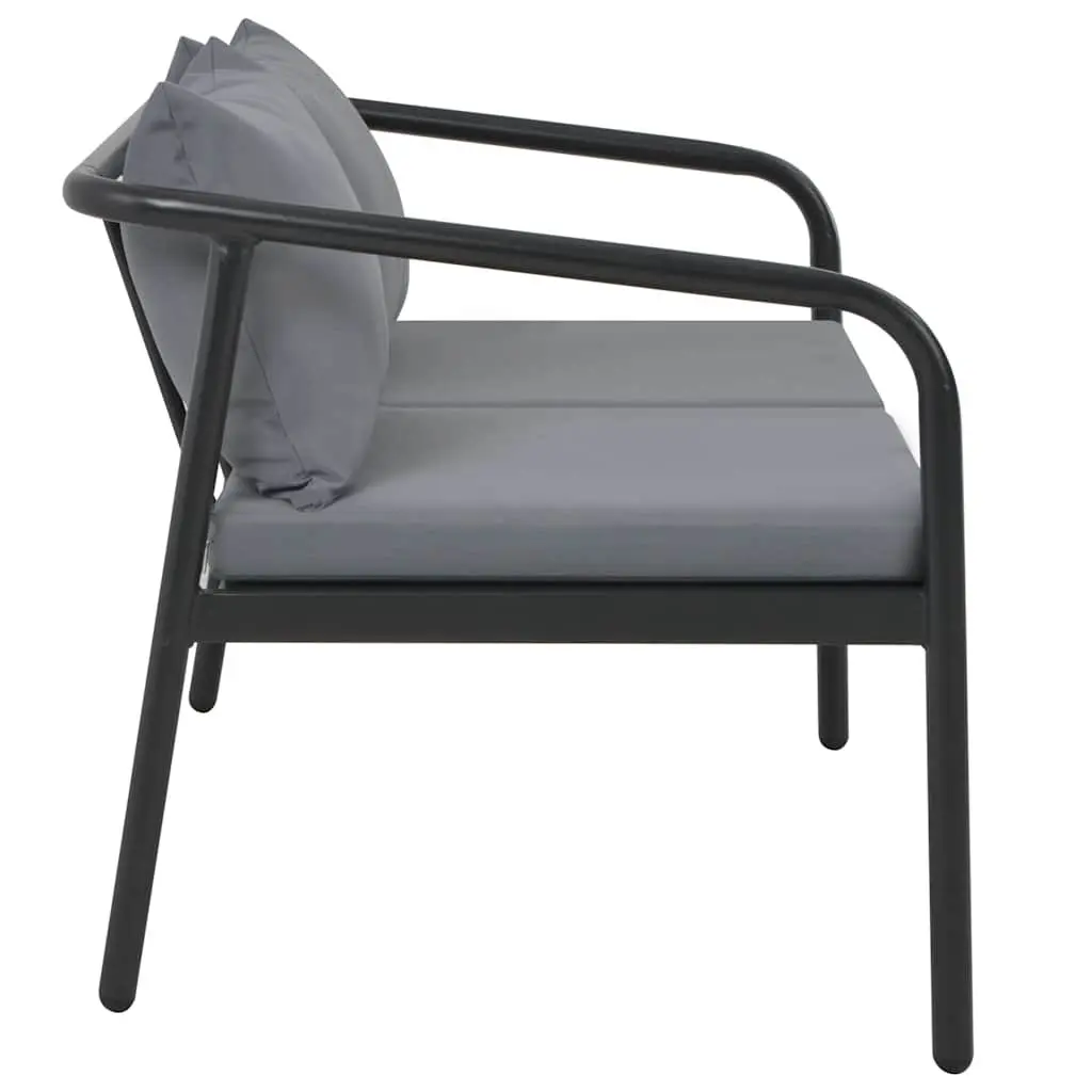 2 Seater Garden Bench Outdoor Sofa Grey Aluminium