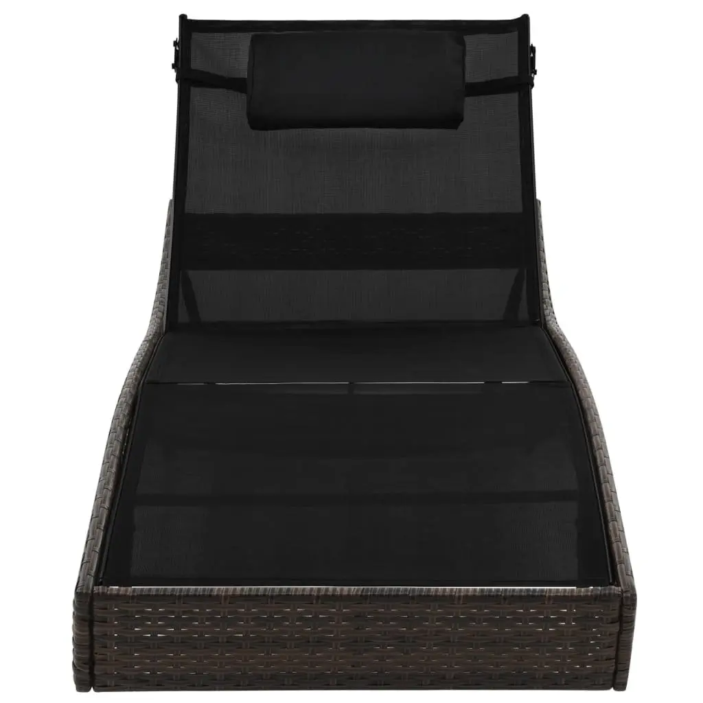Sun Lounger with Pillow Adjustable Backrest Outdoor Garden Patio Reclining Bed