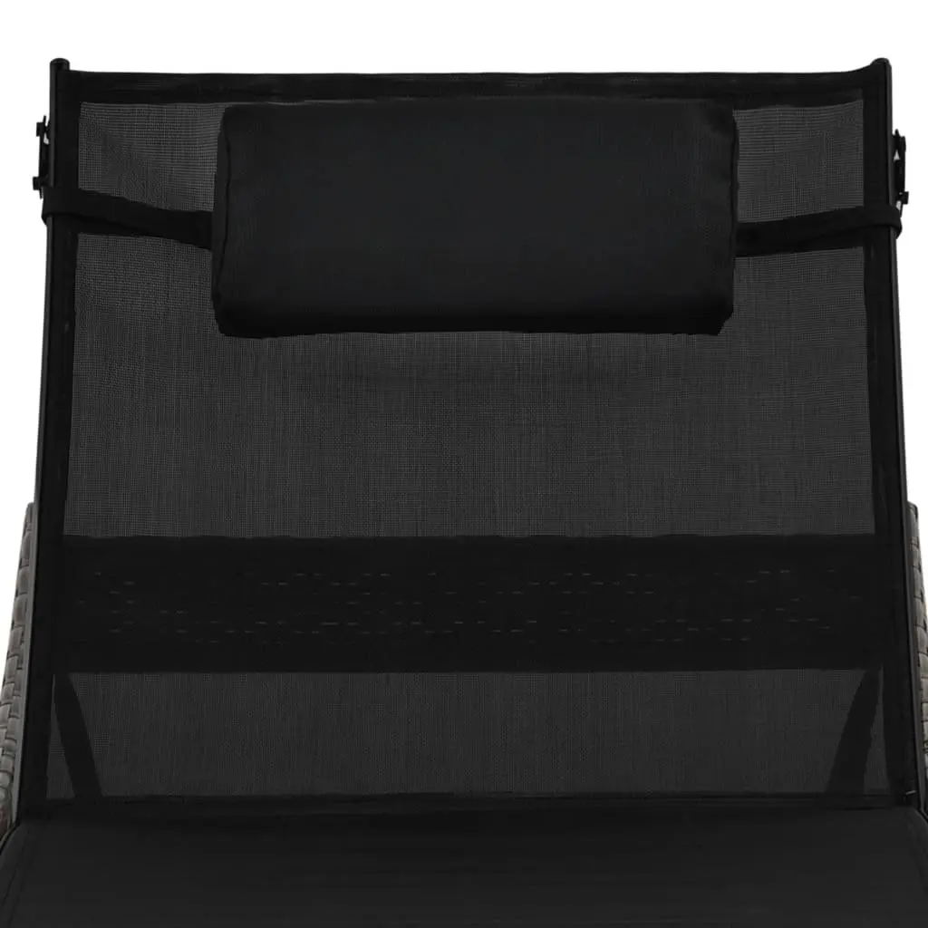 Sun Lounger with Pillow Adjustable Backrest Outdoor Garden Patio Reclining Bed