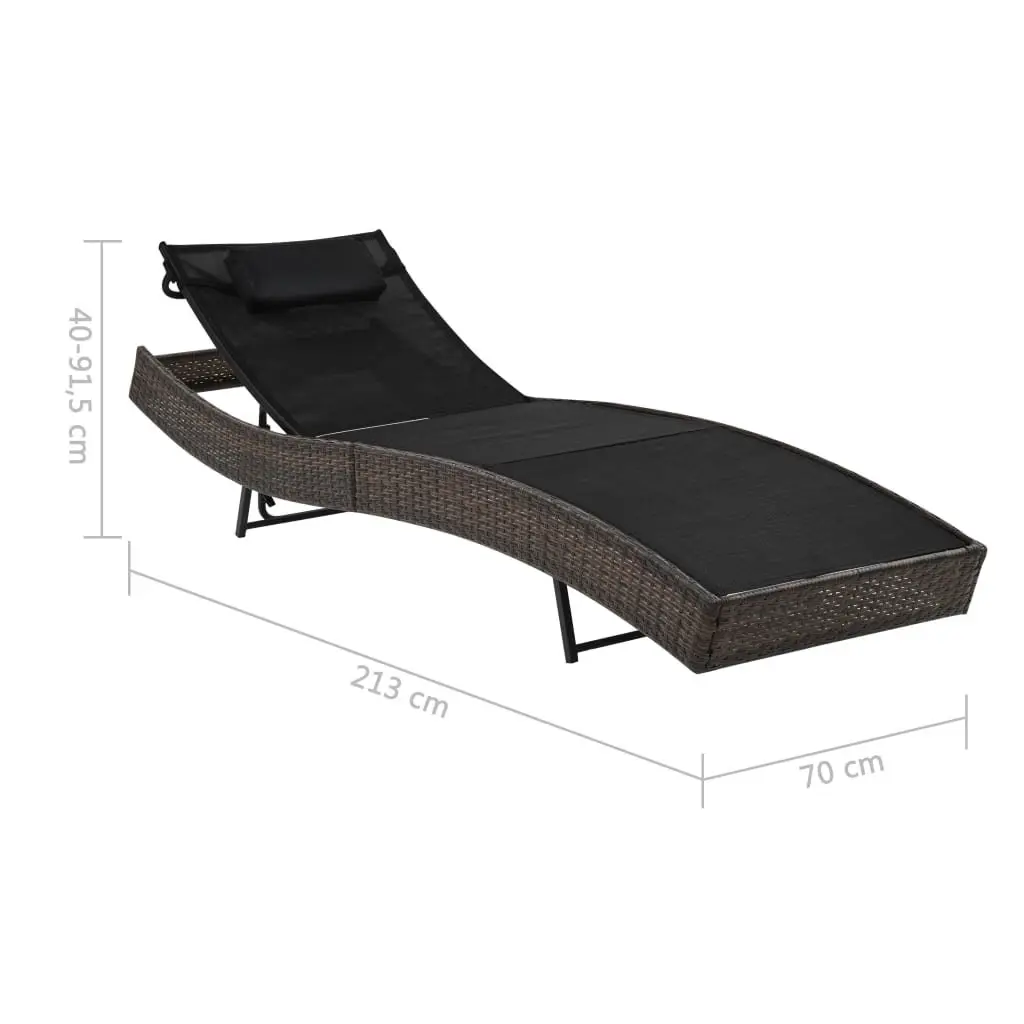 Sun Lounger with Pillow Adjustable Backrest Outdoor Garden Patio Reclining Bed