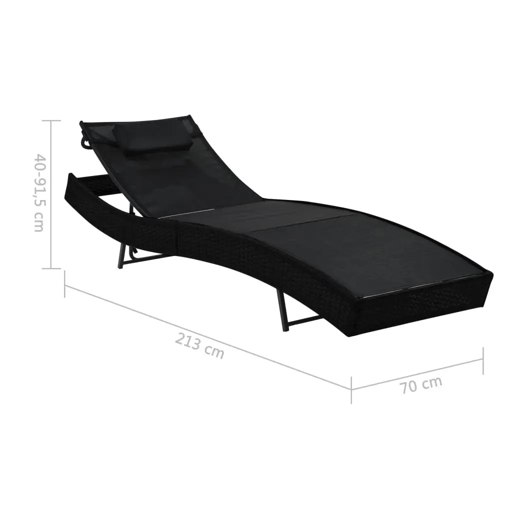 Sun Lounger Reclining Garden Chair Outdoor Patio Pool Lounge Sunbed with Pillow