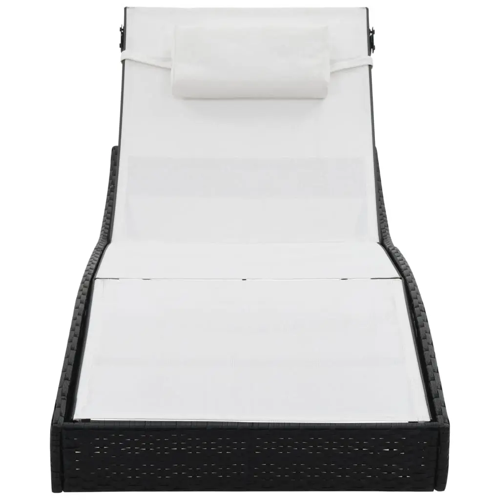 Sun Lounger with Pillow Adjustable Backrest Outdoor Reclining Chair Black
