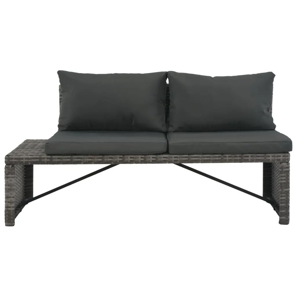 Garden Lounge Set Outdoor Patio 3 Piece Grey Poly Rattan Sofa Coffee Table