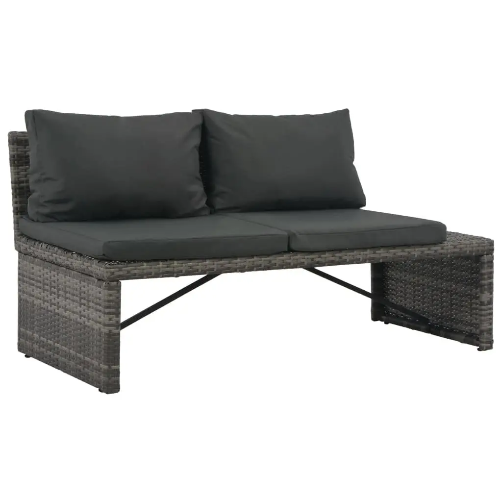 Garden Lounge Set Outdoor Patio 3 Piece Grey Poly Rattan Sofa Coffee Table