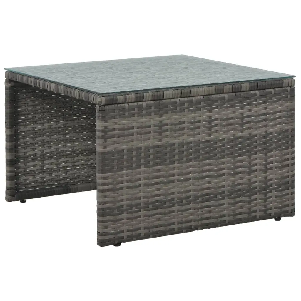 Garden Lounge Set Outdoor Patio 3 Piece Grey Poly Rattan Sofa Coffee Table