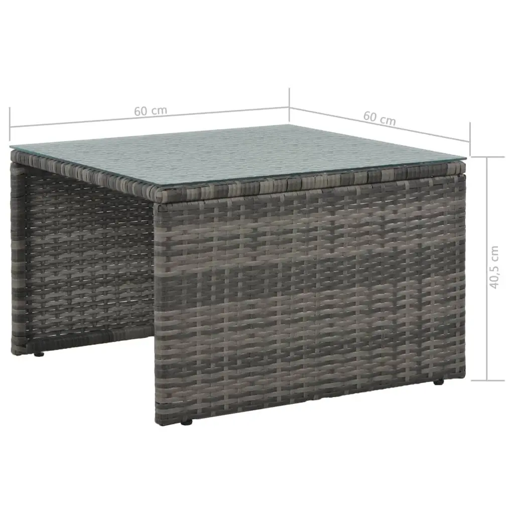 Garden Lounge Set Outdoor Patio 3 Piece Grey Poly Rattan Sofa Coffee Table