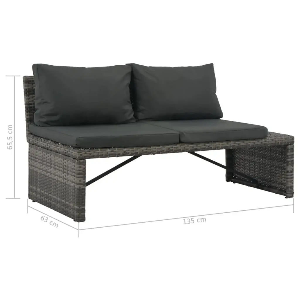 Garden Lounge Set Outdoor Patio 3 Piece Grey Poly Rattan Sofa Coffee Table