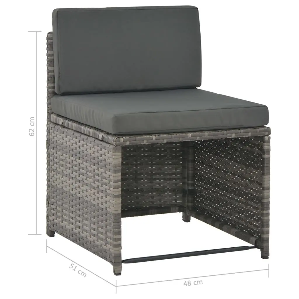 7 Piece Outdoor Dining Set with Cushions Grey Poly Rattan Patio Garden Furniture