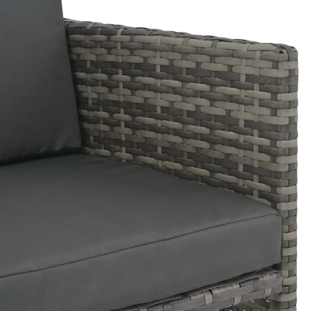 7 Piece Outdoor Dining Set with Cushions Grey Poly Rattan Patio Garden Furniture