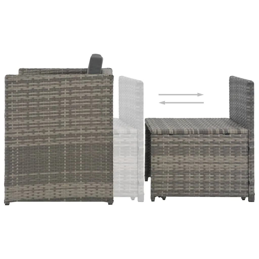7 Piece Outdoor Dining Set with Cushions Grey Poly Rattan Patio Garden Furniture
