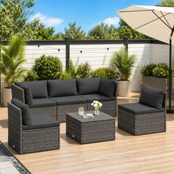 4 Piece Garden Lounge Sofa Set Chairs Footrest Outdoor Patio Rattan Cushions