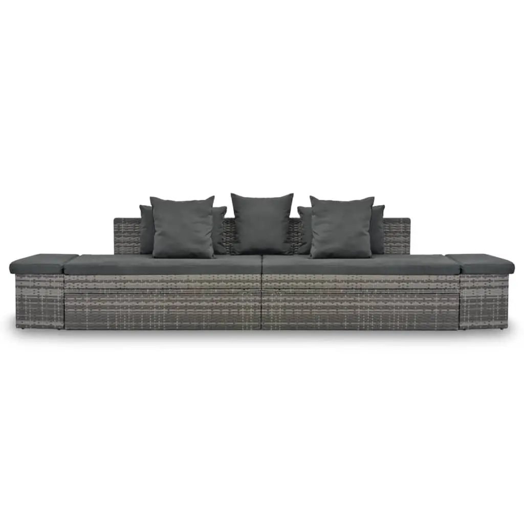 4 Piece Garden Lounge Set Outdoor Use Grey Poly Rattan Sofa Sunbed with Cushions
