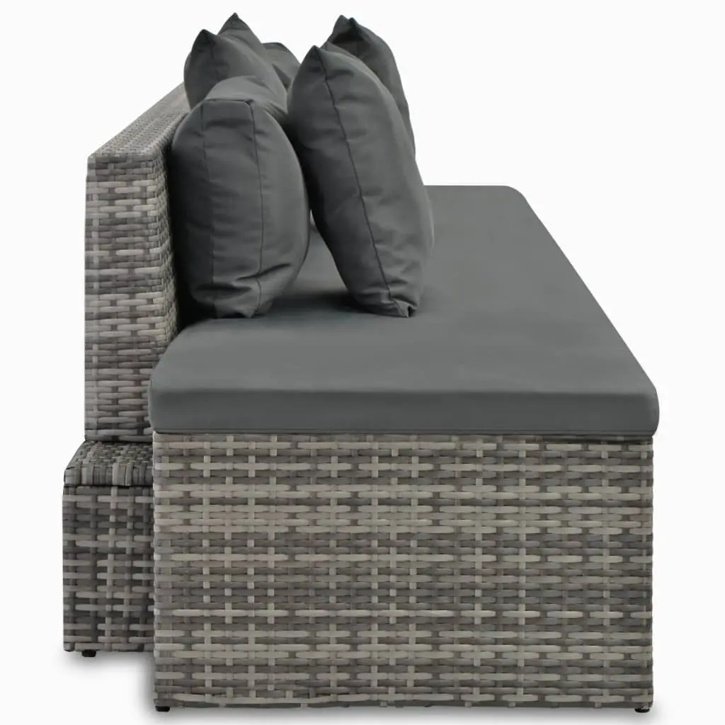 4 Piece Garden Lounge Set Outdoor Use Grey Poly Rattan Sofa Sunbed with Cushions
