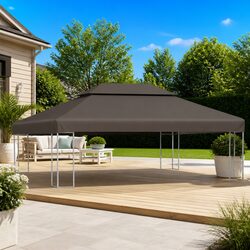 2-Tier Gazebo Top Cover: Dimensions 4x3m, Taupe Color