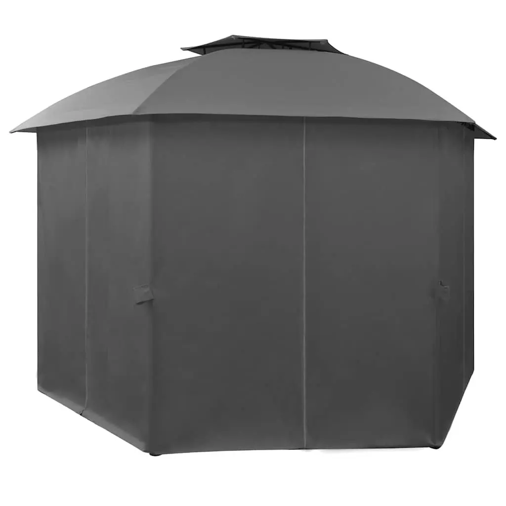 Hexagonal Garden Gazebo Pavilion Tent with Curtains Outdoor Canopy Sunshade
