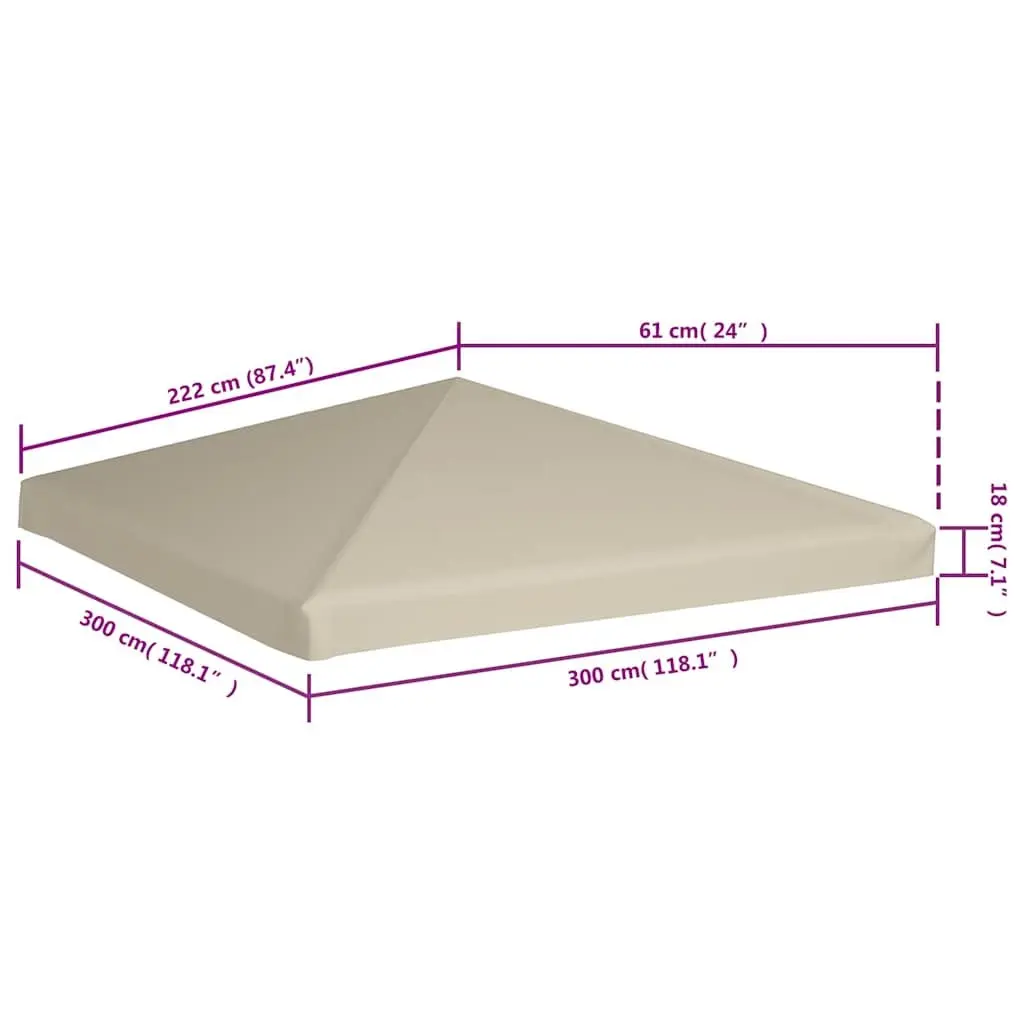 3x3 m Beige Gazebo Top Cover for Outdoor Use