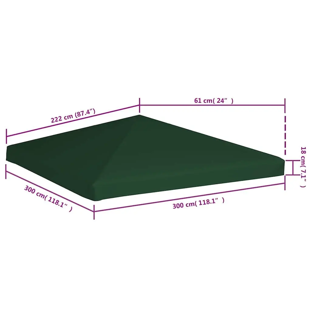 Gazebo Top Cover Outdoor Use 3x3 m Green