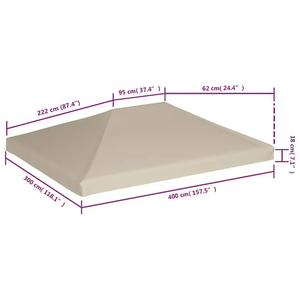 Gazebo Top Cover Outdoor Use 4x3 m Beige