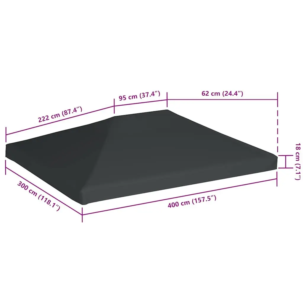 Gazebo Top Cover 4x3 m Replacement Canopy Sunshade Outdoor Garden Roof