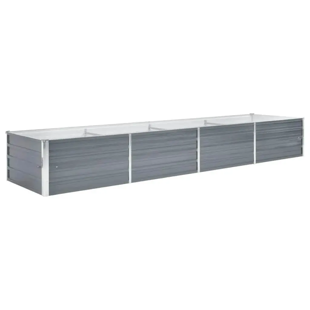 Metal Planter Box for Outdoor Use Grey 320x80x45cm Heavy Duty Galvanised Steel Construction