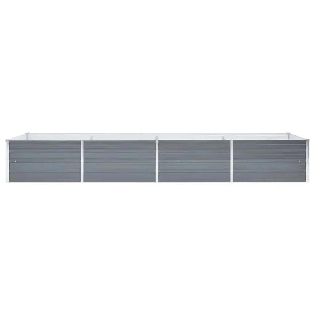 Metal Planter Box for Outdoor Use Grey 320x80x45cm Heavy Duty Galvanised Steel Construction