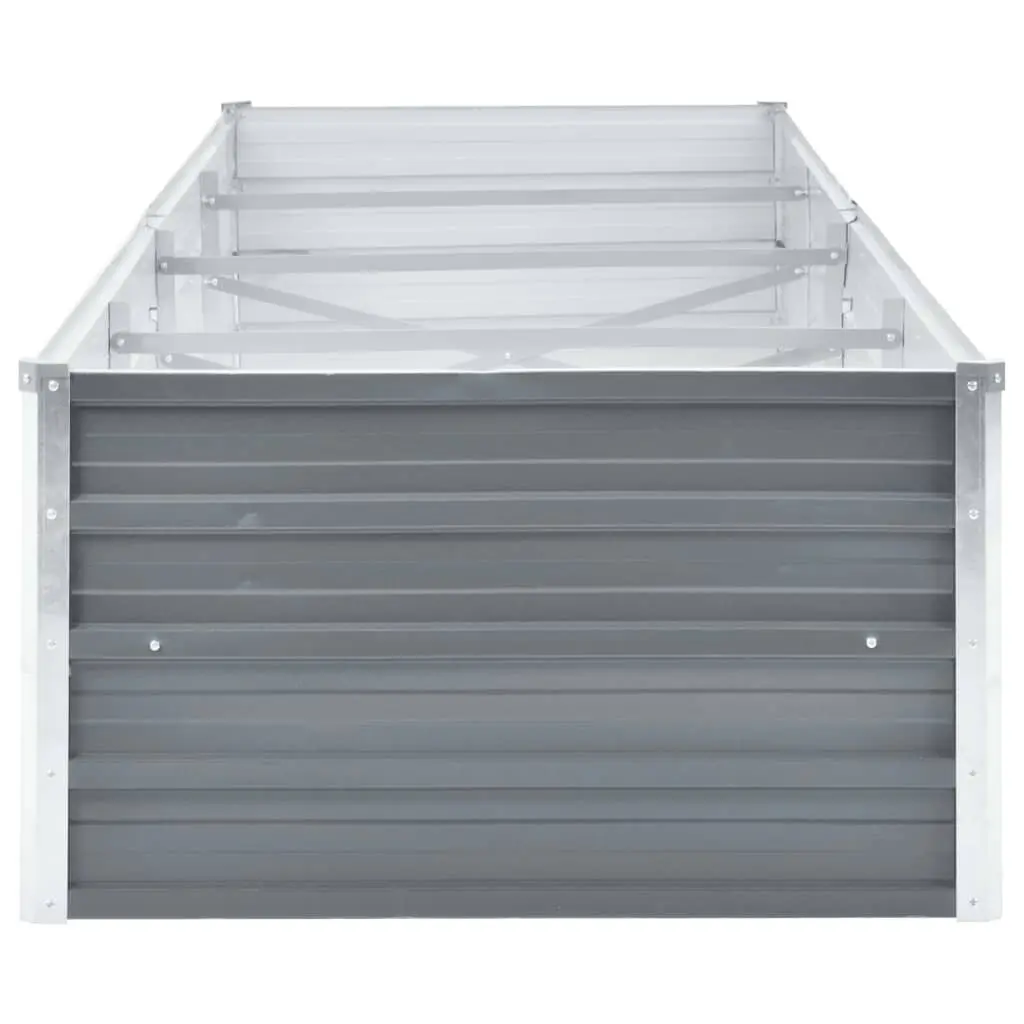Metal Planter Box for Outdoor Use Grey 320x80x45cm Heavy Duty Galvanised Steel Construction