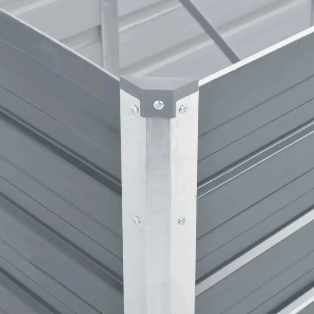 Metal Planter Box for Outdoor Use Grey 320x80x45cm Heavy Duty Galvanised Steel Construction
