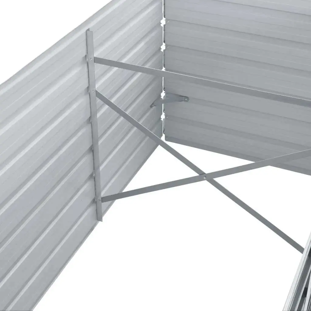 Metal Planter Box for Outdoor Use Grey 320x80x45cm Heavy Duty Galvanised Steel Construction