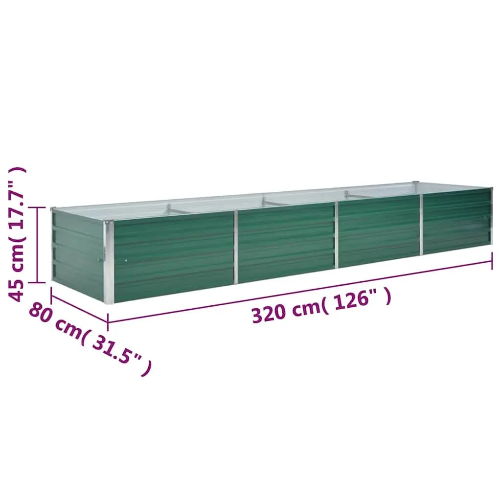 Raised Garden Bed Planter Box Outdoor Use 320 x 80 x 45 cm Galvanised Steel