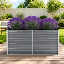 Raised Garden Bed Dimensions 160L x 40W x 77H cm Grey Steel