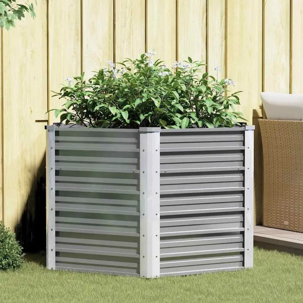 Square Raised Garden Bed Outdoor 129x129x77 cm Galvanised Steel Planter