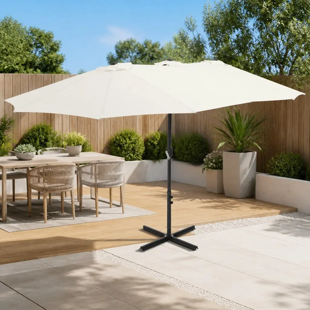 Garden Parasol Outdoor Umbrella 460x270cm Beige Sun Shade Canopy