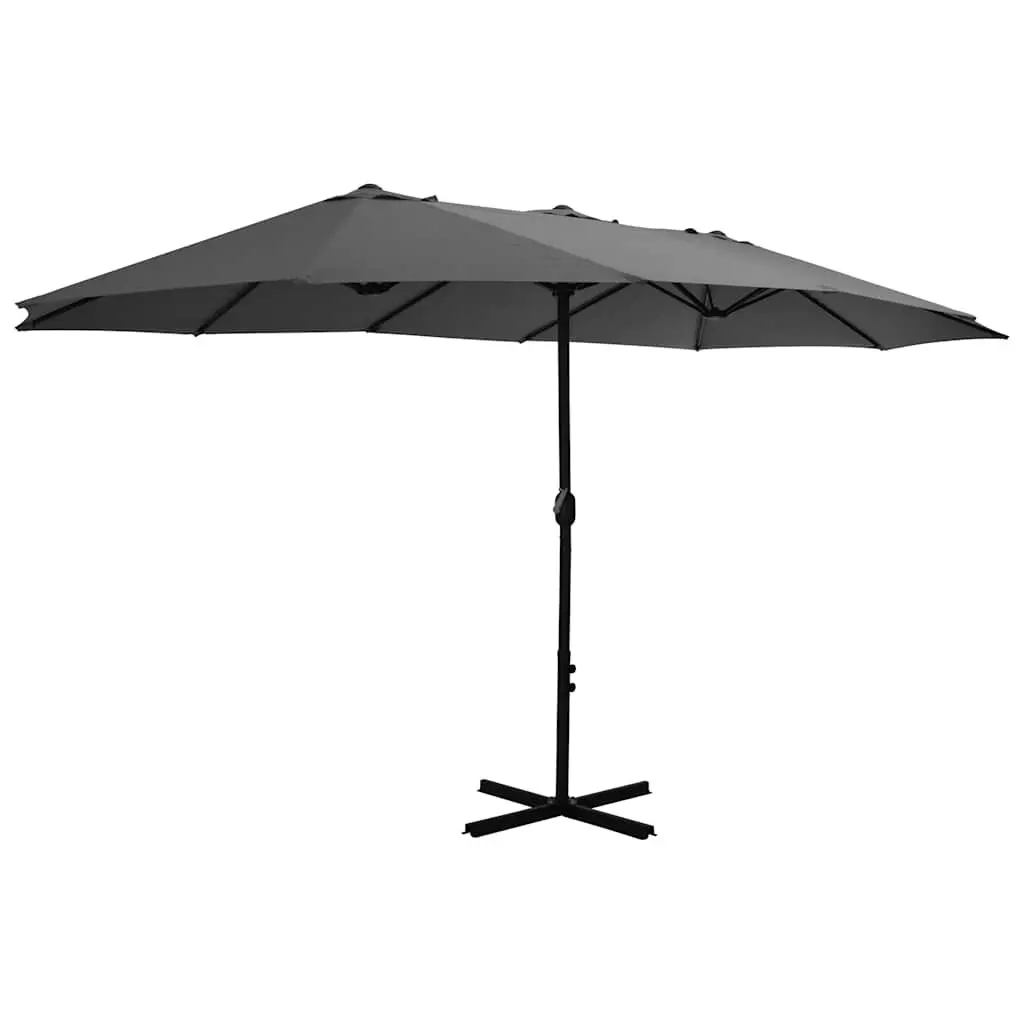 Double-Top Garden Parasol Outdoor Sunshade 460x270cm Crank Anthracite
