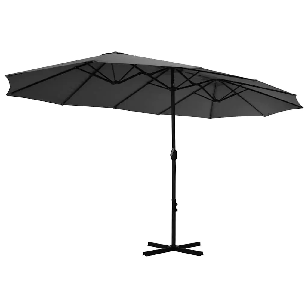 Double-Top Garden Parasol Outdoor Sunshade 460x270cm Crank Anthracite