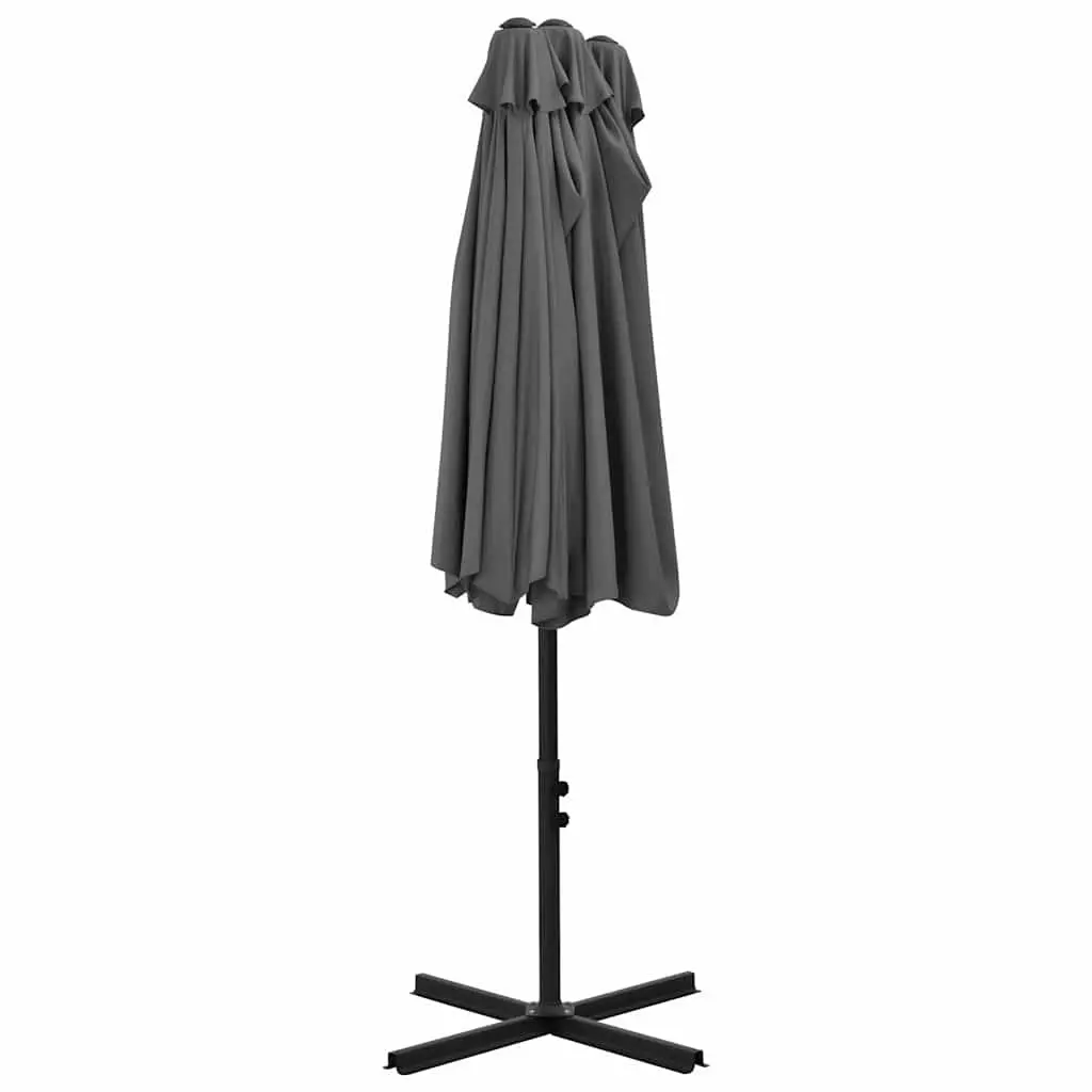 Double-Top Garden Parasol Outdoor Sunshade 460x270cm Crank Anthracite