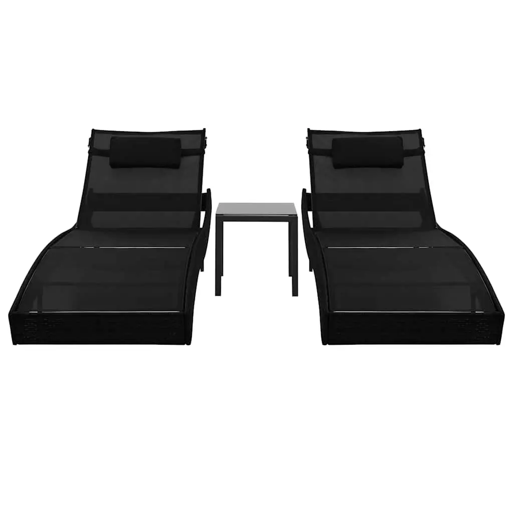Sun Loungers Set for Outdoor Garden Patio 2 Piece with Side Table