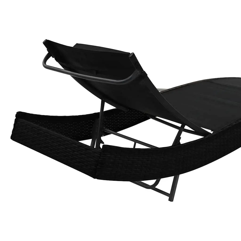 Sun Loungers Set for Outdoor Garden Patio 2 Piece with Side Table