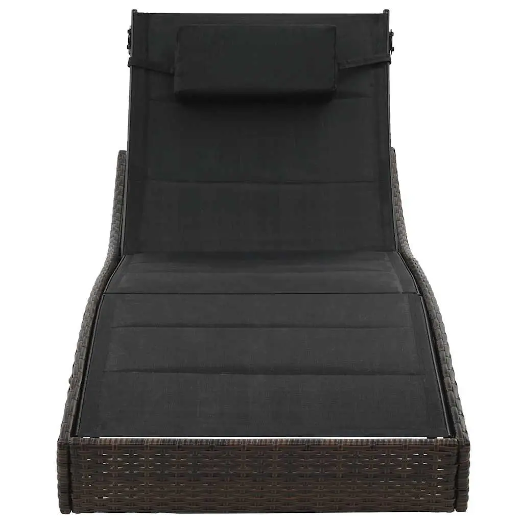 Sun Lounger Outdoor Garden Patio Adjustable Backrest Poly Rattan Textilene