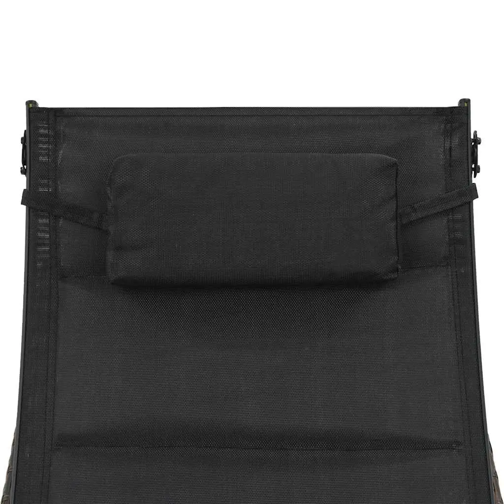 Sun Lounger Outdoor Garden Patio Adjustable Backrest Poly Rattan Textilene