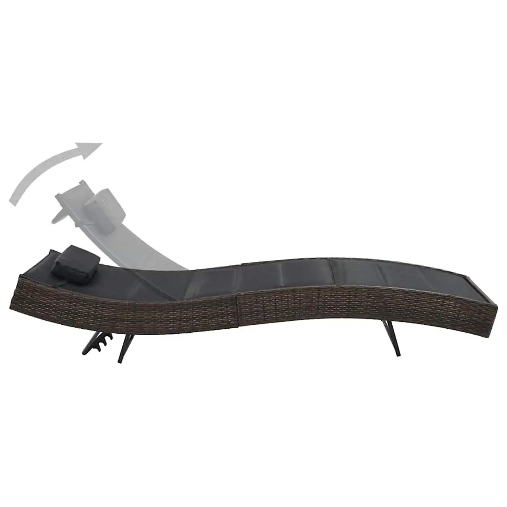 Sun Lounger Outdoor Garden Patio Adjustable Backrest Poly Rattan Textilene
