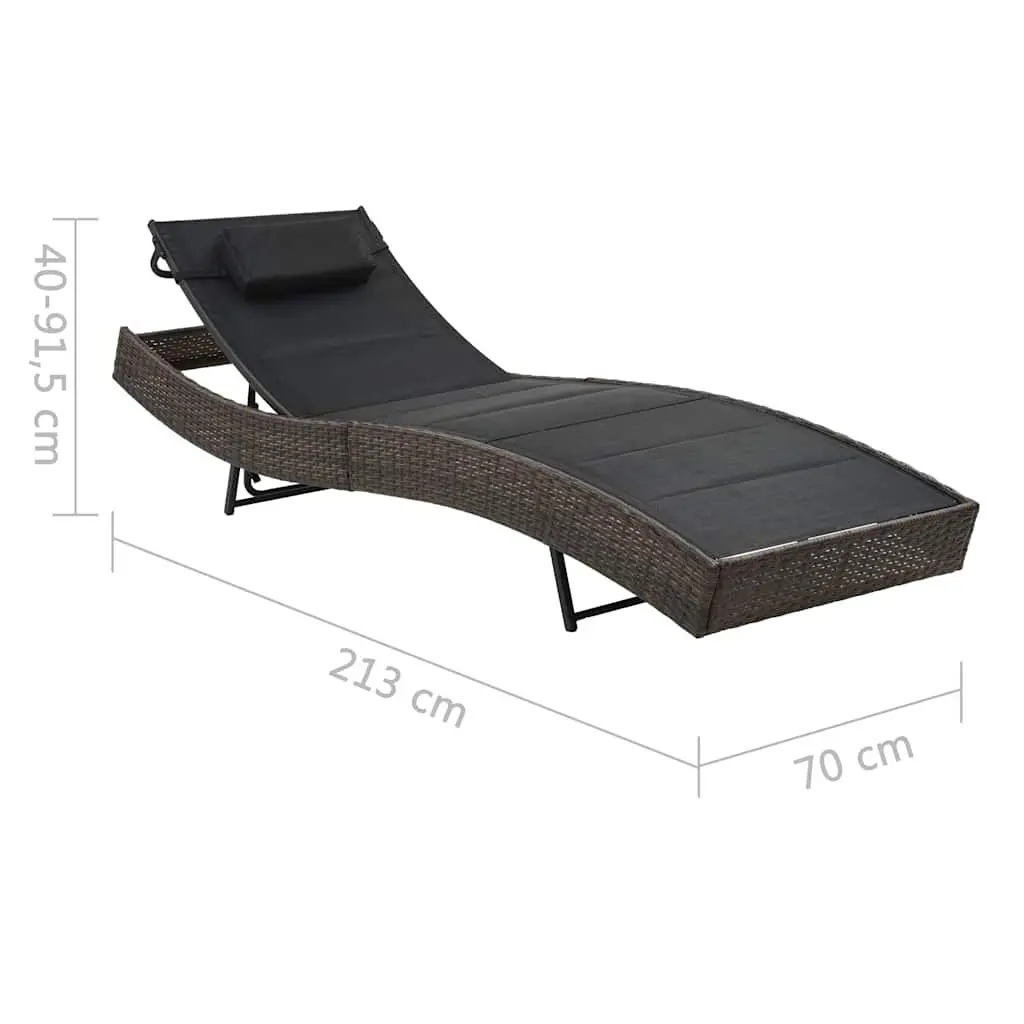 Sun Lounger Outdoor Garden Patio Adjustable Backrest Poly Rattan Textilene
