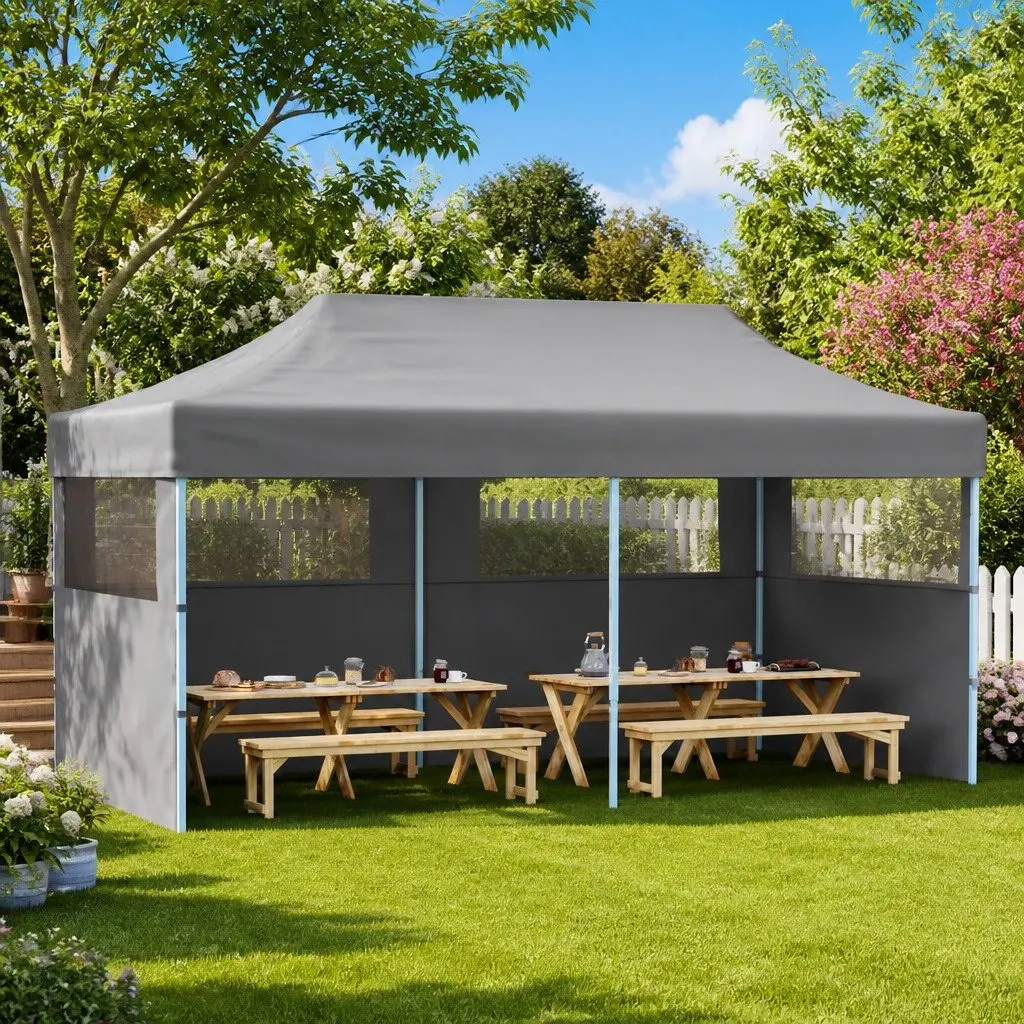 Folding Pop-Up Party Tent Outdoor Use 3x6m with Removable Sidewalls