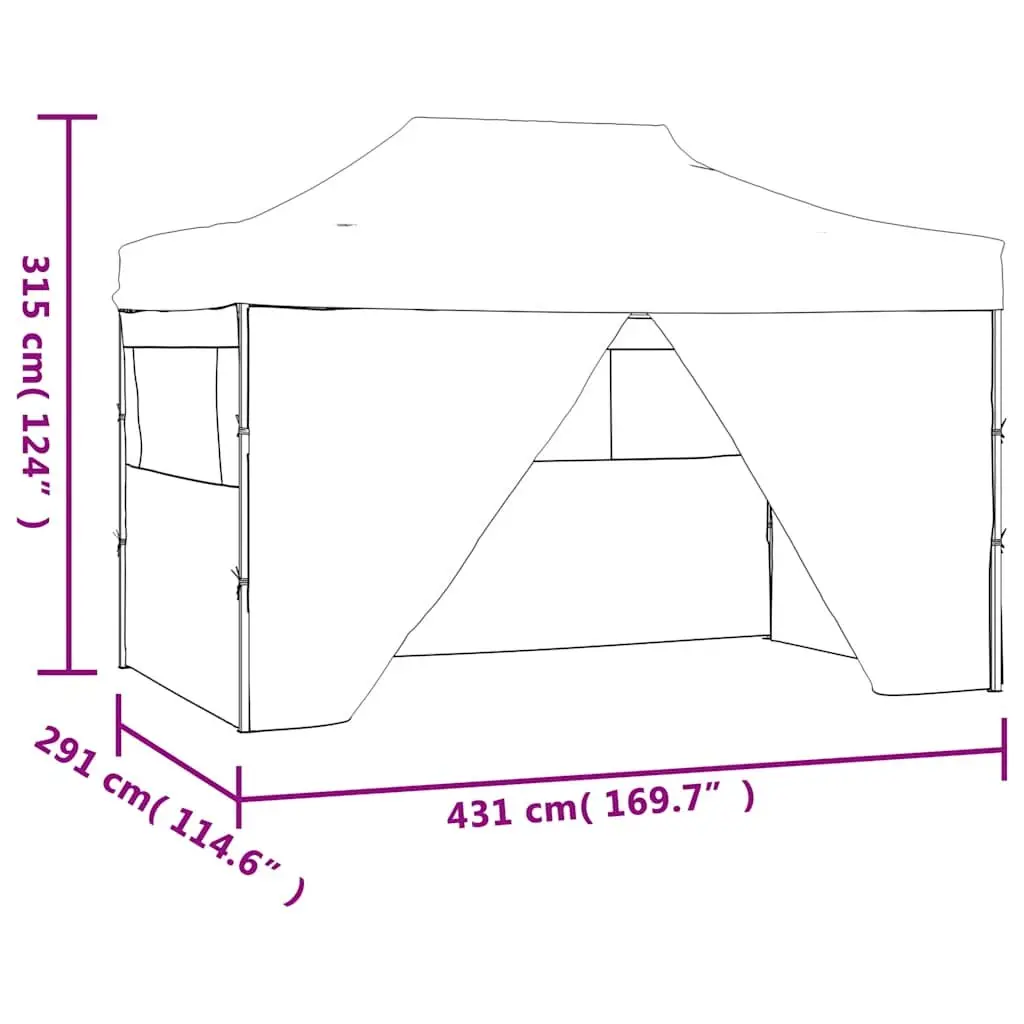 Foldable Pop-Up Tent 3x4.5m with 4 Side Walls Outdoor Canopy Gazebo Anthracite