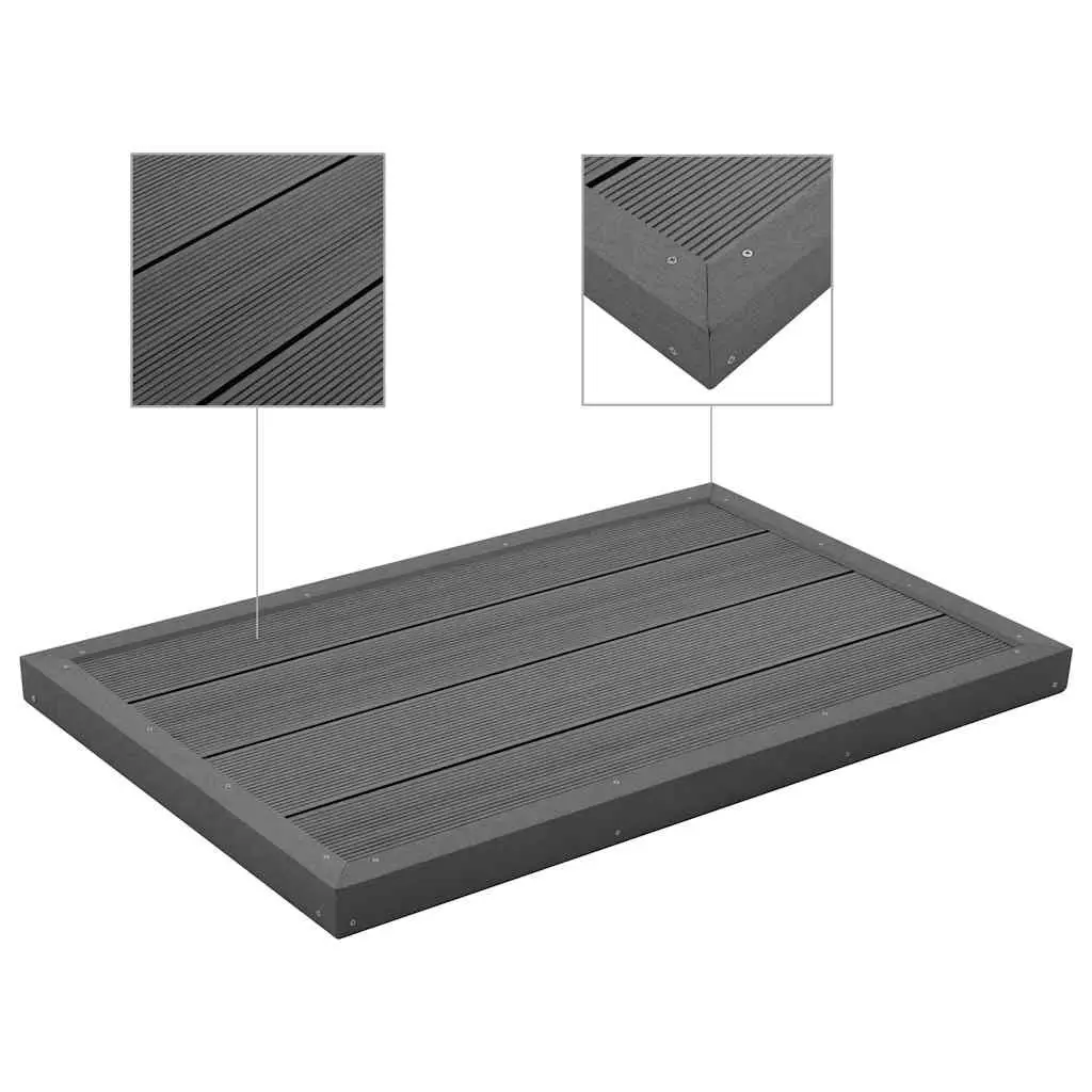 WPC Floor Element Pool Ladder Base Solar Shower Non-slip Grey Outdoor Board
