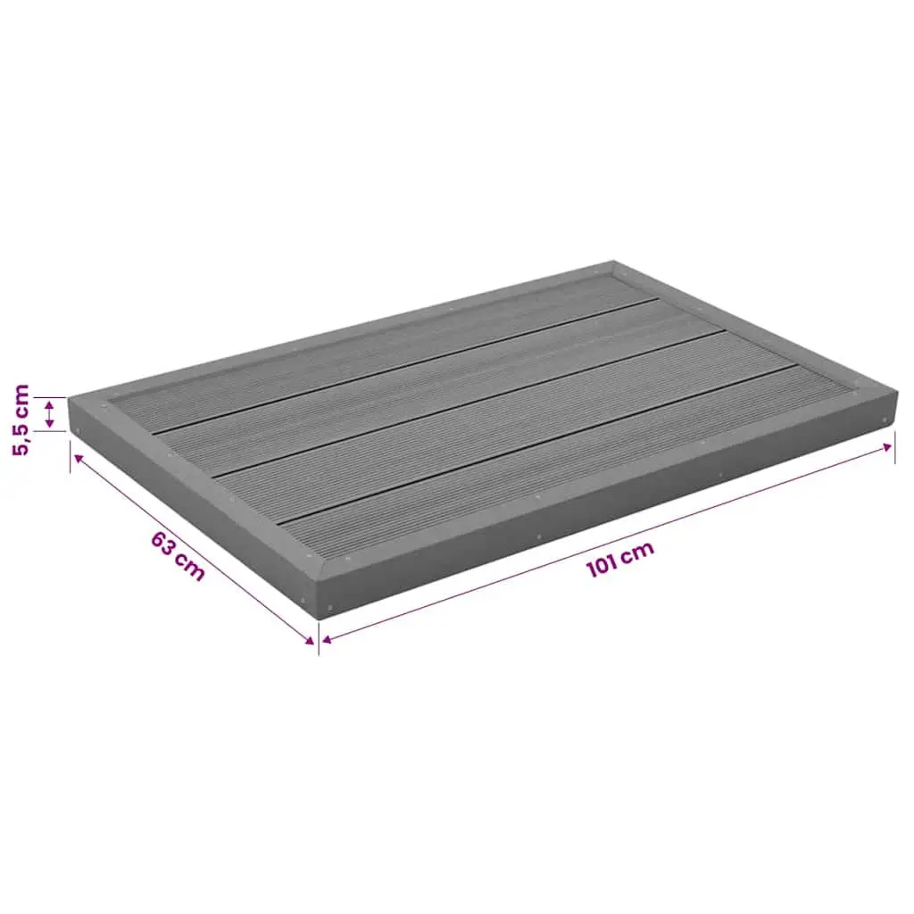 WPC Floor Element Pool Ladder Base Solar Shower Non-slip Grey Outdoor Board