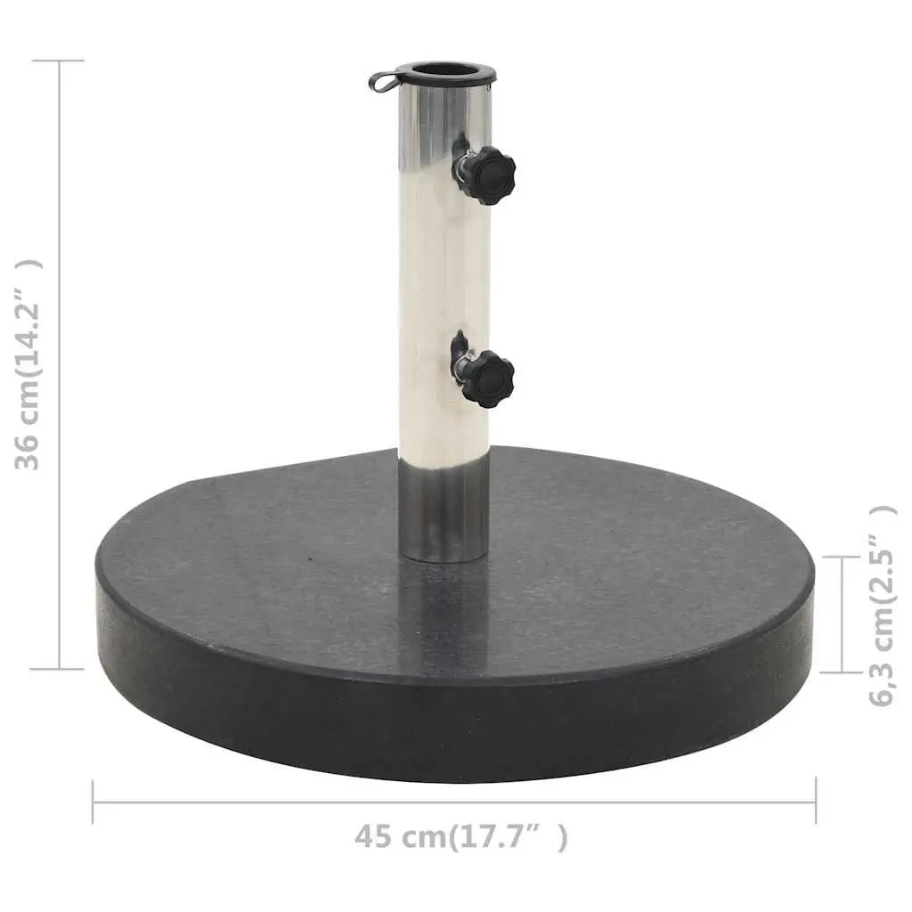 Round Parasol Base Granite Umbrella Stand Weight Plate Black 28.5kg Outdoor